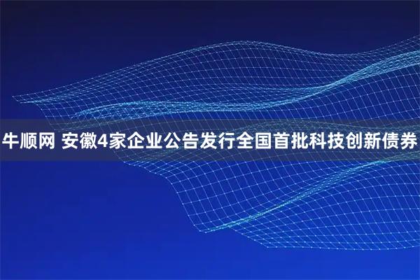 牛顺网 安徽4家企业公告发行全国首批科技创新债券